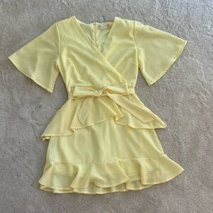 Altar’d State Women’s Ruffled Yellow Mini Dress